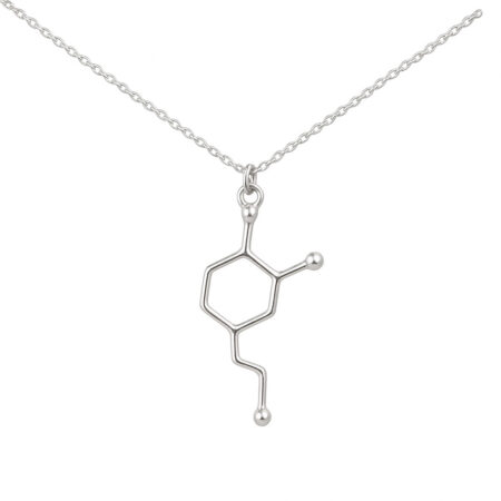 srebrny naszyjnik z zawieszką dopamina