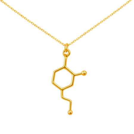 srebrny naszyjnik z zawieszką dopamina pozłacany