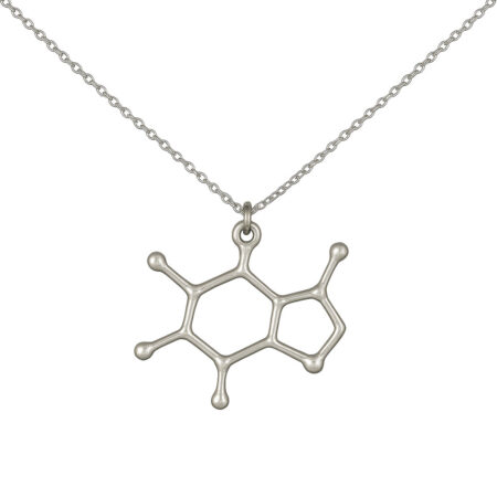 srebrny naszyjnik z zawieszką kofeina