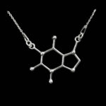 srebrny naszyjnik z wzorem chemicznym kofeiny - biżuteria molekularna