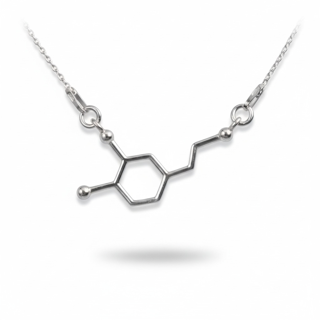 srebrny naszyjnik z łącznikiem dopamina srebrny naszyjnik z łącznikiem dopamina