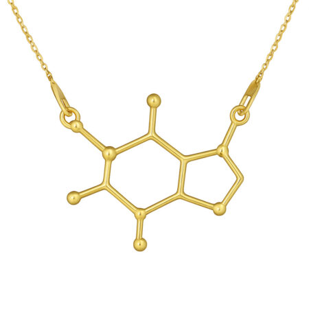 srebrny naszyjnik z łącznikiem kofeina pozłacany