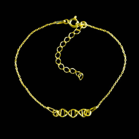 pozłacana bransoletka srebrna z wzorem DNA - biologiczna biżuteria modowa