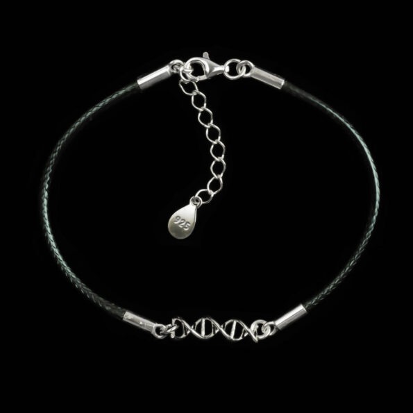 Sznurkowa bransoletka ze srebra z motywem helisy DNA - biologiczna biżuteria