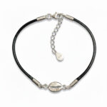 srebrna bransoletka sznurkowa ziarno kawy