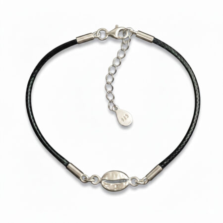 srebrna bransoletka sznurkowa ziarno kawy