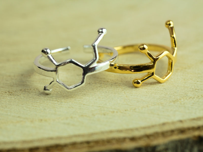 srebrne pierścionki dopamina symbol szczęścia